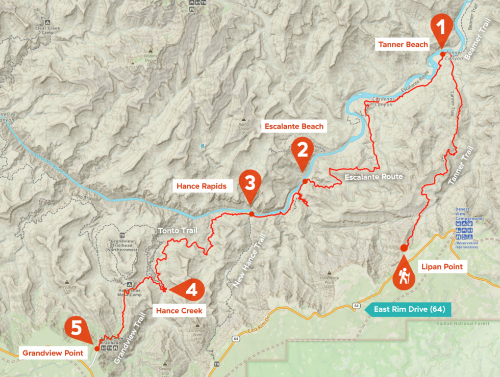Planning the Escalante Route Grand - Grand Canyon Escalante Route 0 Complete Map 980x740 